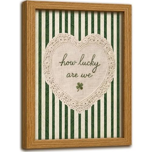 Framed How Lucky Are We Wall Art Vintage Inspirational Quotes Wall Decor
