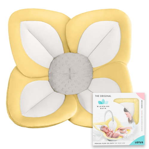 Blooming Bath Lotus Baby Bath Seat - Sink Baby Bath Insert, Yellow/Gray