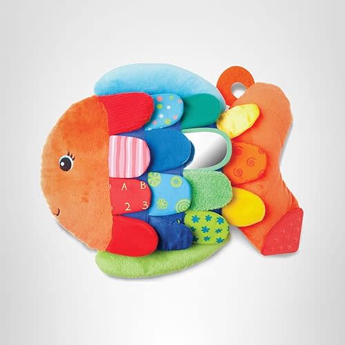 Melissa & Doug K’s Kids, Flip Fish Stuffed Animal, Soft Baby Book, Multi-Textured Squeaking & Crinkling Infant Sensory Toys for Babies with Baby Mirror, Tummy Time Toys for Infants Ages 0–9 Months