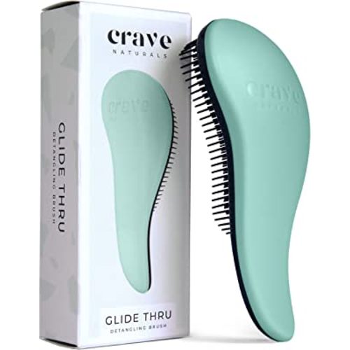 Crave Naturals Glide Thru Detangling Hairbrush That Glides Through Tangles for Wet, Dry and Damaged Hair - Gentle Detangler Styling Tool for Adults, Kids, Men and Women - 7.5 x 3 in, Turquoise