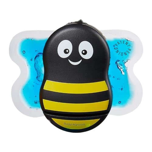Buzzy - Personal Vibrating Ice Pack - As Seen On Shark Tank - Pain Relief for Shots, IVF, Insulin, Treatments, Vaccines - at Home First Aid - Solution to Reduce Needle Pain & Fear - Striped