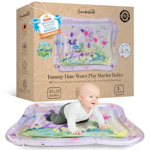 Freudeskind Premium Water Play Mat XXL – Award-Winning Inflatable Tummy Time Water Mat – Sensory & Motor Development Designed by Professional Educators – Certified 100% Baby-Safe Materials