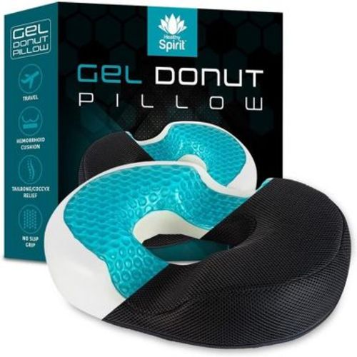 Healthy Spirit Gel Donut Lifting Cushion for Tailbone Hemorrhoid Coccyx Sciatica Pregnancy Pillow Cushion, Black