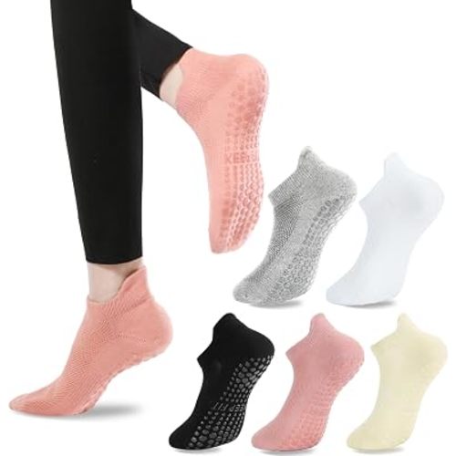 loudashuaiqi Grip Pilates Socks Non Slip Athletic Yoga Socks with Grips for Women Grippy socks for Hospital Workout Barre