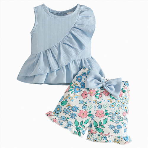 UAYOTSE Toddler Girl Outfits Summer 9 12 18 24 Months Baby Top Shorts Outdoor Casual Fashion Clothes for Girls,Sizes 9-12 Months