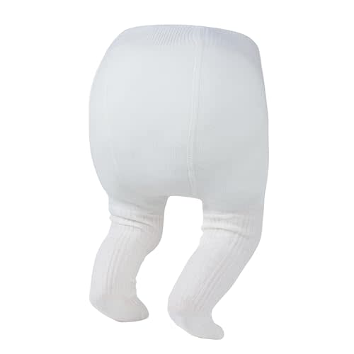 Zando Opaque Cotton Tights for Baby Girls, Infants & Toddlers, Cozy Winter Leggings with Cable Knit Design, Size 0-3M to 6-7T
