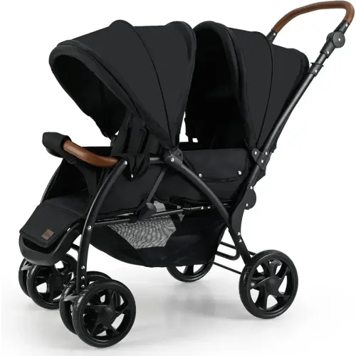 INFANS Double Stroller, Foldable Baby Tandem Stroller with Djustable Backrest Canopy Footrest, 5-Point Harness, Storage Basket, Convertible Compact Twin Stroller for Infants and Toddlers