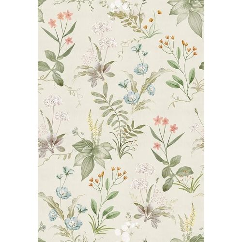 Simon&Siff Vintage Wallpaper Peel and Stick Beige Floral Contact Paper Wildflowers Botanical Wall Paper Removable Renter Friendly Wallpaper 17.3in x 9.8ft