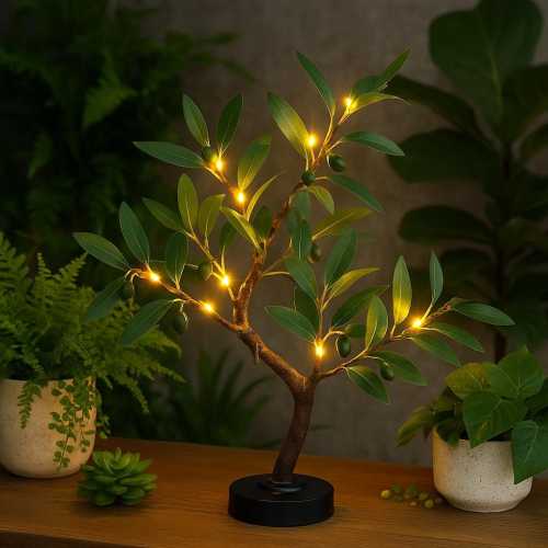 Green LED Tree Lamp: Battery Operated Ambient Night Light