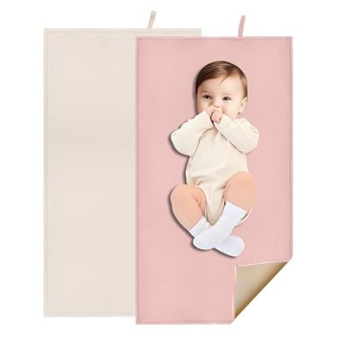 2 Pack Waterproof Diaper Changing Pad for Baby (Beige,Pink)
