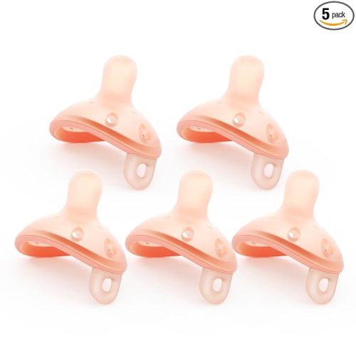 Garkoko Baby Pacifiers 0-6 Month, Breast Like Shape Soft Silicone Newborn Pacifiers 0-3 Months with Large Air Holes, BPA-Free, 5pcs