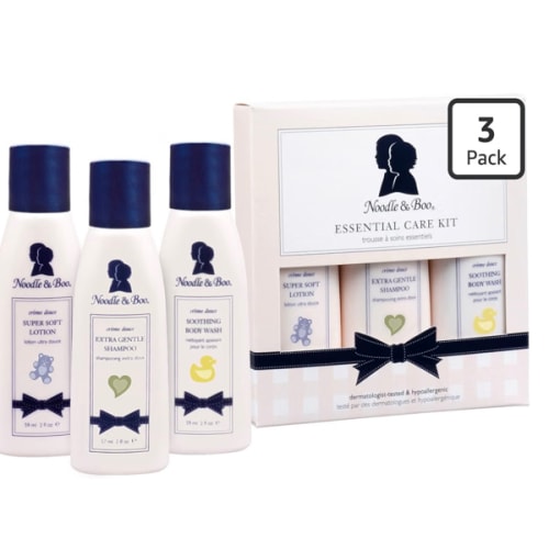 Noodle & Boo Essential Care 3 Piece Kit Super Soft Baby Lotion, Extra Gentle Shampoo and Soothing Body Wash, 2 Oz of each