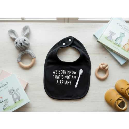 We Both Know That's Not An Airplane Unisex Baby Bib - Funny Baby Bib, Baby Shower Gift, Baby Feeding Humor