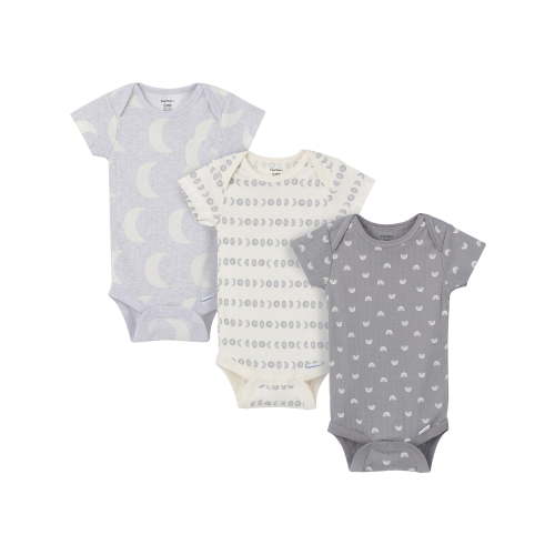 Gerber Gender Neutral Short Sleeve Variety Onesies, 3-Pack, Sizes Newborn - 6/9 Months