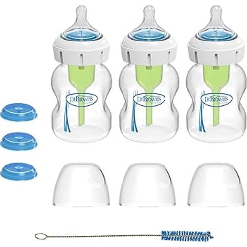 Dr. Brown's Medical Specialty Feeding System Wide-Neck Baby Bottles, Oral Feeding Solution for Preemies and Infants with Cleft Lip & Feeding Challenges, 5 oz/150 mL, 0m+ – 3-Pack