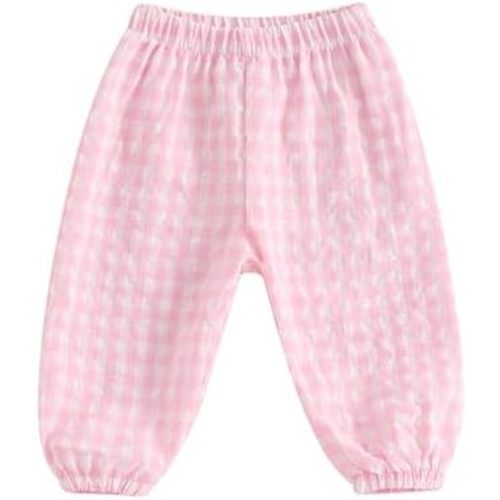 Kids Toddler Boys Girls Gingham Pants Elastic Waist Plaid Loose Baggy Trousers Casual Spring Fall Bottoms Sweatpants