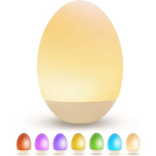 Egg Light for Nursery, 256 RGB Baby Night Light, Rechargeable Night Light for Kids, Portable Mood Lighting, Brightness Memory Small Cordless Bedside Lamp for Girl/Boy/Toddler/Bedroom