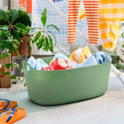 TORKIS Flexible laundry basket, in/outdoor - green 9 gallon