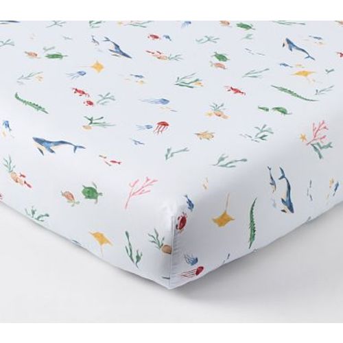 Organic Under The Sea Crib Sheet , Blue