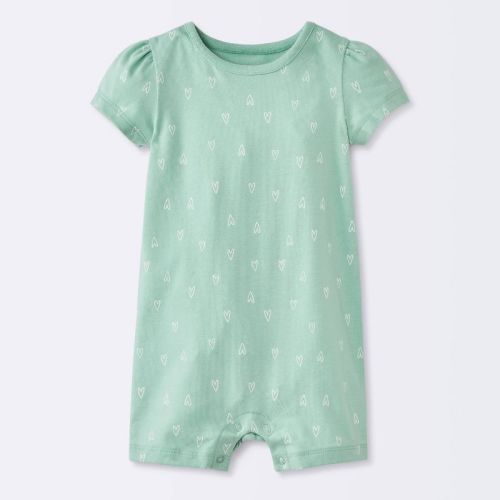 Baby Girls' Heart Short Sleeve Romper - Cloud Island™ Mint Green 3M