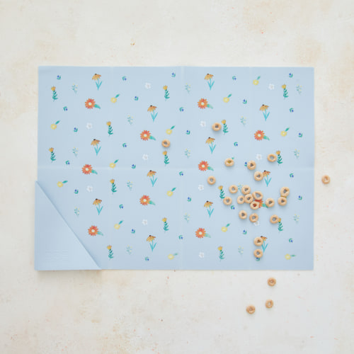 Silicone Placemat Wildflower Chambray Blue – Austin Baby Collection