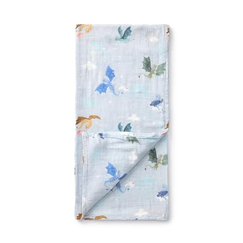 Loulou Lollipop Muslin Swaddle Blanket for Baby Boy & Baby Girl – Soft Breathable Muslin Wrap, 47"x47" Receiving Blanket for Newborn & Toddler - Magical Dragons