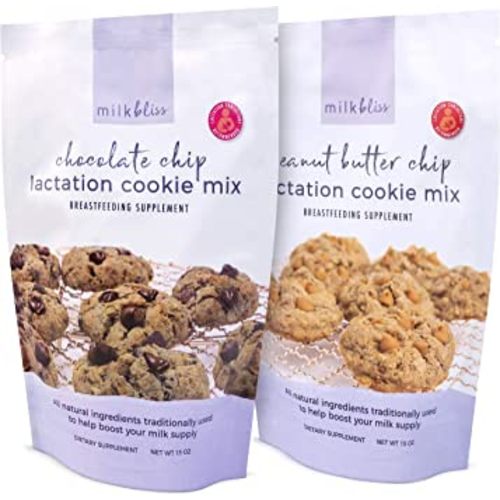 MilkBliss Chocolate Chip and Peanut Butter Chip Oatmeal Lactation Cookie Mixes- BreastfeedingSupplement Support for Milk Supply Increase 2 Pack