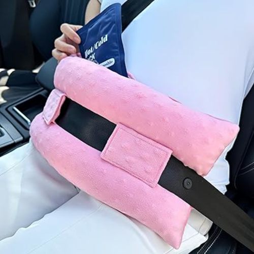 Hysterectomy Seatbelt Pillow Hysterectomy Recovery Must Haves Post Surgery Abdominal Pillows with Ice/Hot Pocket for Tummy Tuck C-Section Recovery Gifts Minky Dot Coral