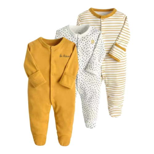 Boys' Clothing Sets Romper Ribbed Long Sleeve Cartoon Print Knit Cotton Jumpsuit Boy Girl Sleep and Play Outfits Yellow,9-12 Months