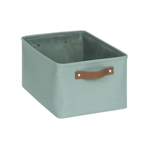 Mainstays Green Sage Storage Basket with Handles, Polyester Canvas, 15x11.02x7.87 inches