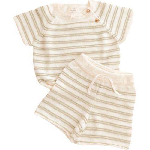 Organic Cotton Stripe Short Set, Sage - Dear Hayden | Maisonette