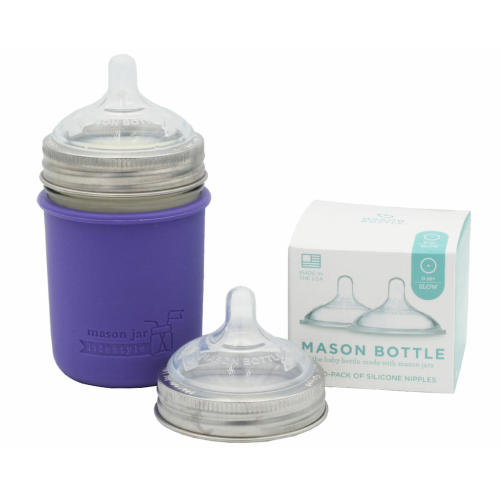 Mason Bottle Silicone Nipples for Regular Mouth Mason Jars Two-Pack - Slow Flow (0-3 Months)