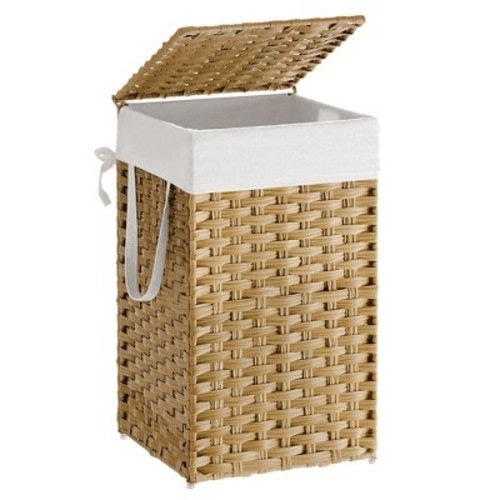 17.2 Gallon  Wicker Laundry Hamper with Lid Laundry Basket with Handles Clothes Hamper Foldable Removable Liner Bag Natural