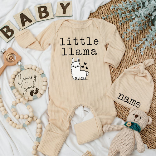 Little Llama Baby bodysuit and hat set, Personalized Bodysuit with Name, New baby coming, Unisex Baby gift, Going home outfit, Baby keepsake