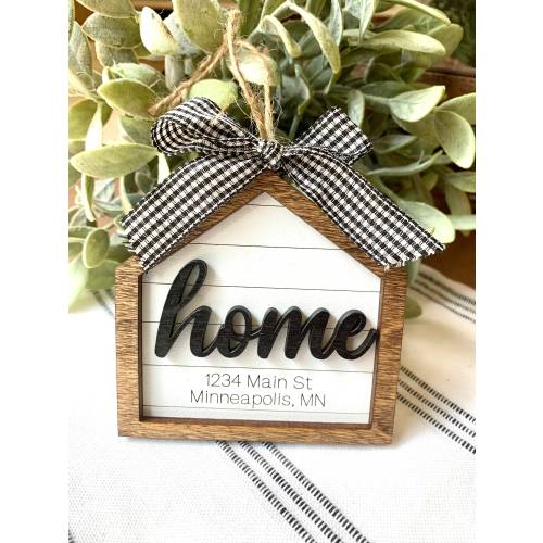 Personalized Home Address Ornament / 2-layers / Gift Tag Housewarming Gift Ornament Realtor Gift New Home Ornament Farmhouse Ornament