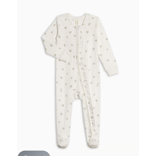 Neve Ruffle Zipper Footed Romper