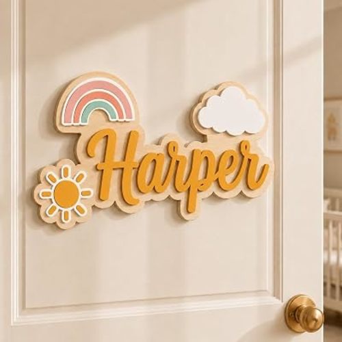 Custom Wooden Name Sign for Baby Nursery, Kids Room Door & Wall Decor