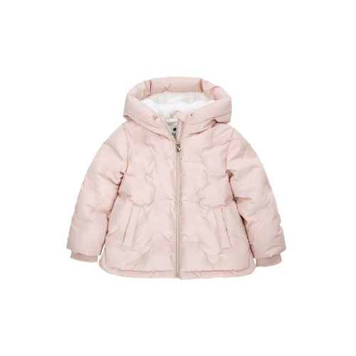 Fleece Lined Heart Pattern Puffer Jacket