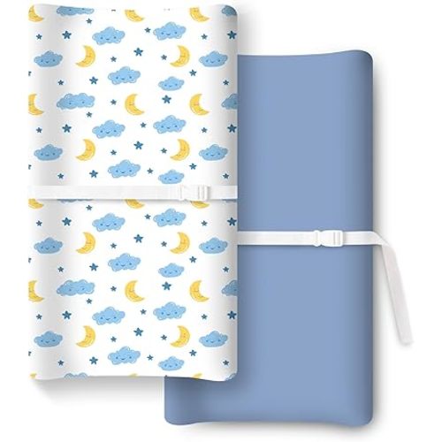 Extra Stretchy Changing Pad Cover, Ultra Soft Premium Jersey Knit Changing Pad Sheets, Unisex for Boys Girls, Fits All Standard Changing Tables/Dresser Tops - 2 Pack