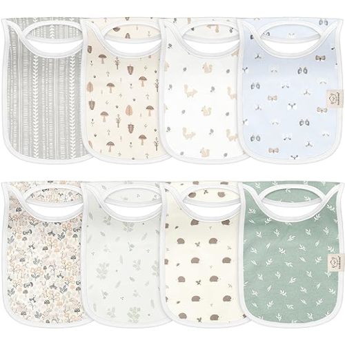 8-Pack Baby Bibs for Boys, Girls - Pullover Bibs for Drooling Teething Baby Girl & Boy Toddler, Newborn, Soft & Absorbent, Cute Colors, Large Torso Coverage Keep Infant Clean & Dry (Prairie)