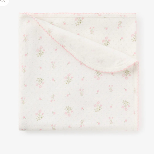 Folklore Floral Print Organic Cotton Pointelle Baby Blanket