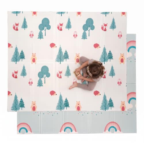 JumpOff Jo Foldable Foam Play Mat – Large Waterproof Baby & Toddler Activity Floor Mat, Double-Sided 70 x 59 Inch Play Surface