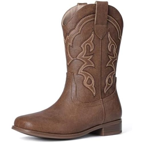 Choiran Cowboy Boots for Girls and Boys - Western Cowgirl Boots Unisex Mid Calf Riding Shoes for Toddler Little Kid/Big Kid