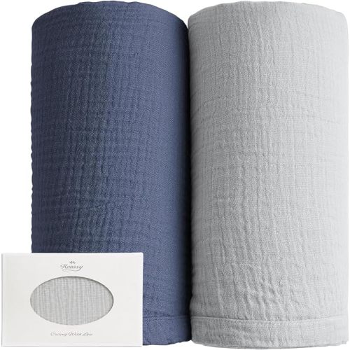 Konssy Muslin Swaddle Blankets, 100% Cotton Receiving Blankets, 47"x 47"