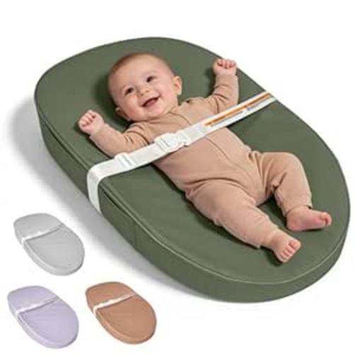 Baby Changing Pad Waterproof Vegan Leather Wipeable | Diaper Changing Pad with Safety Strap Non-Slip Changing Mat for Dresser & Table