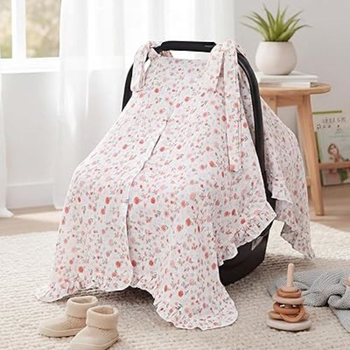 Boao Funda de muselina para asiento de automóvil para bebé, funda suave para asiento de automóvil, ajuste universal, toldo transpirable para asiento de automóvil infantil para insectos solares y