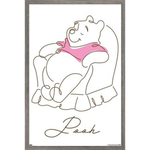 Trends International Disney Winnie The Pooh (1966) - Pooh Framed Wall Poster Prints Barnwood Framed Version 14.725" x 22.375"