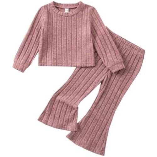Toddler Baby Girl Outfits Soft Comfy Sweatshirt and Bell Bottom Pants Fall Winter Clothes Set for Girls