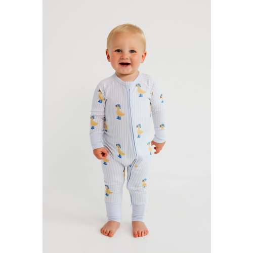 Striped Ducks Zipper Romper