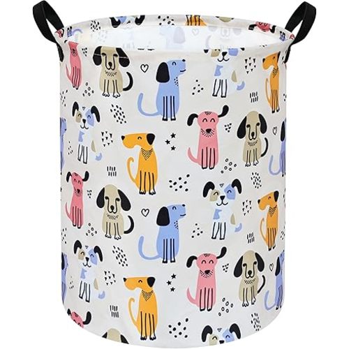 Round Dog Laundry Hamper Storage Basket Laundry Organizer Hamper Storage Bins Clothes Box Nursery Hamper Gift Basket with Handles